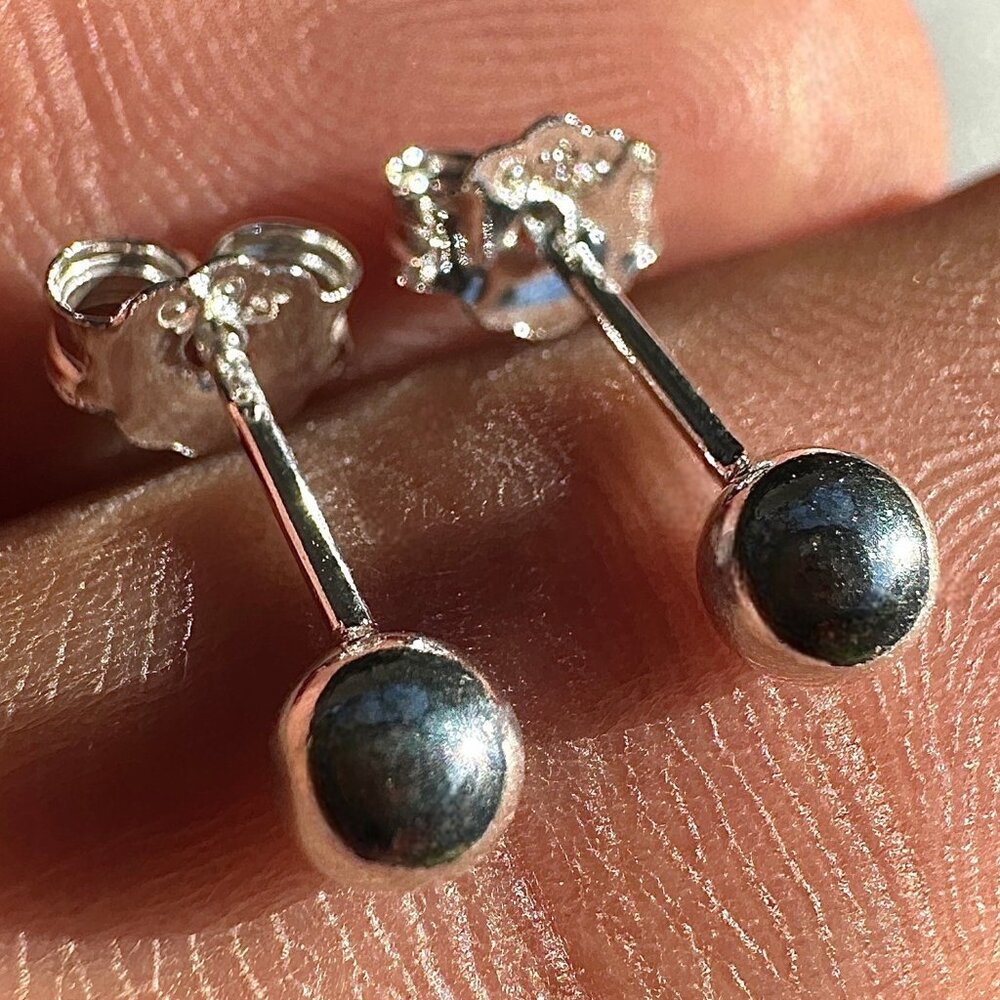 Silver Stud Earrings 4mm 925 Sterling Silver Ball Studs Gift for Women